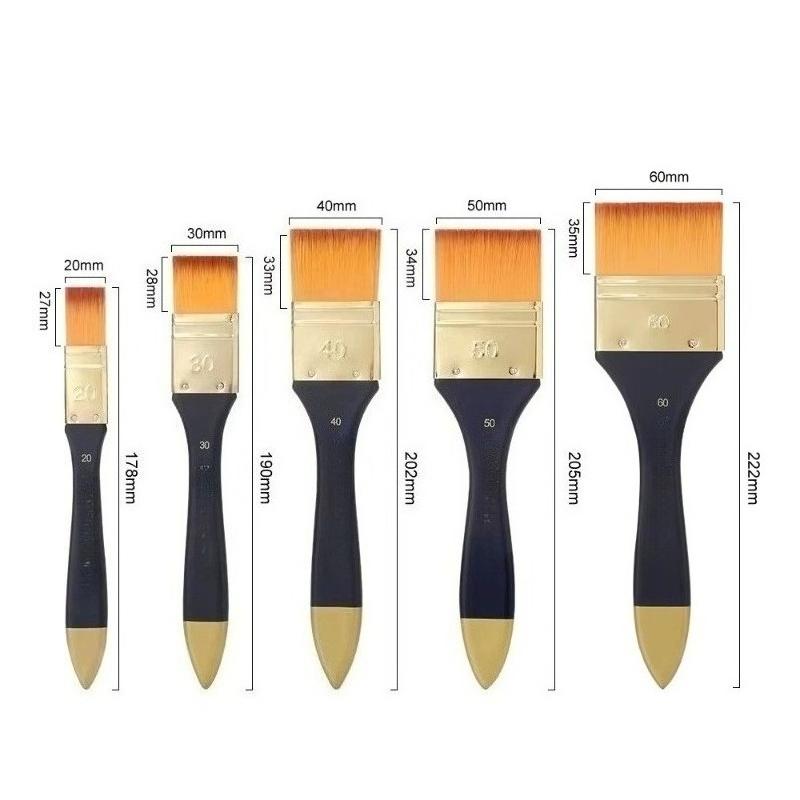 Flat Nylon Hair Paint Brushes for Acrylic Oil Watercolor Wall Painting Brush with Wood Handle DIY Art Supplies for Canvas