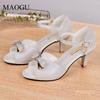 Damen Peep-Toe High Heels Knöchelriemen Schnalle Sandalen Strass Schleife Party Schuhe Elegante Kleiderschuhe Bequeme Mode Sandalen
