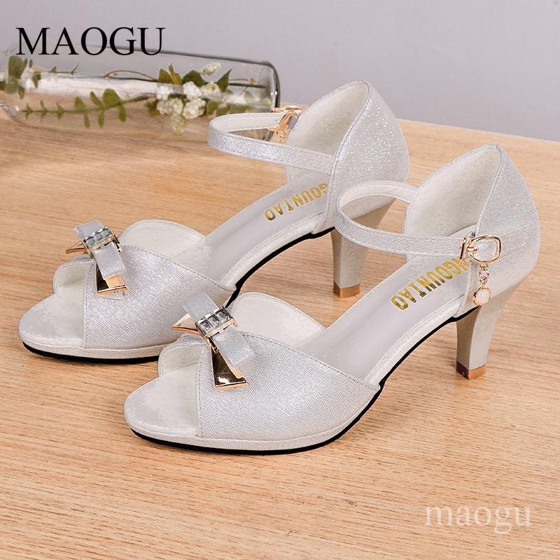 Damen Peep-Toe High Heels Knöchelriemen Schnalle Sandalen Strass Schleife Party Schuhe Elegante Kleiderschuhe Bequeme Mode Sandalen