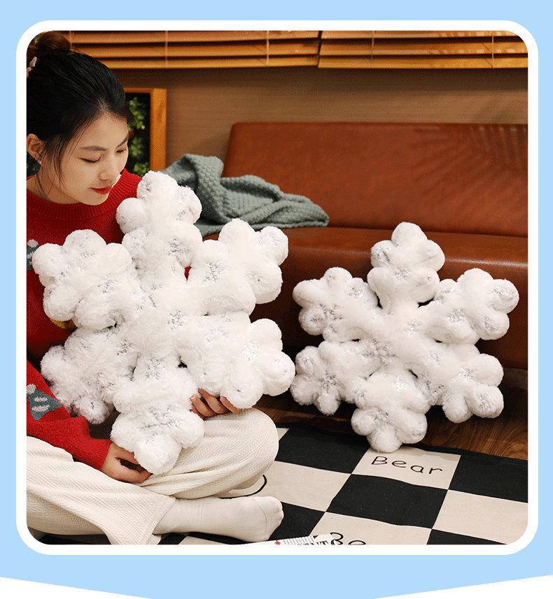 Snowflake Christmas Throw Pillow: Festive White Ornament for Home Decor, Parties & Window Display