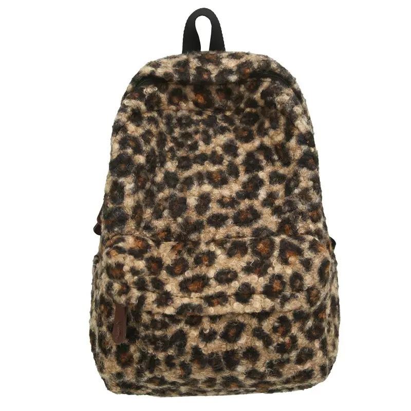 Zaino versione coreana ins retro stampa leopardata borsa zaino design di nicchia femminile grande capacità zaino scolastico per studenti zaino versatile casual