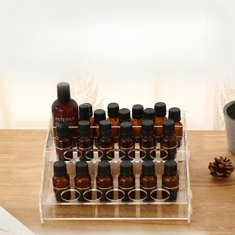 Desktop Essential Oil Storage Box Rack Acrylic Display Essential OIl Organization Multi Compartment Assembly Style