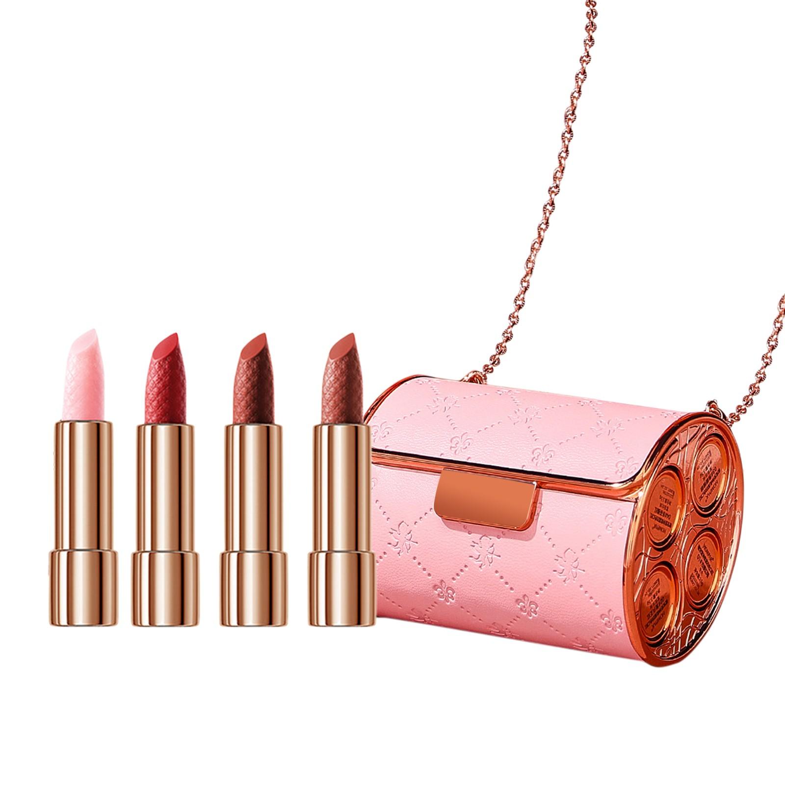 

Роскошная сумка из кожи для домашних животных, мягкая помада, бархат, не выцветает и не прилипает к чашкам, набор из четырех предметов из кожи в коробке One Size розовый