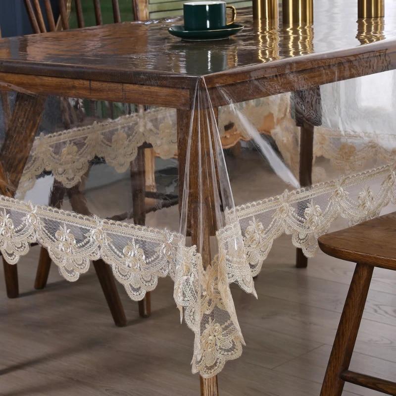 Şeffaf PVC Masa Örtüsü Su Geçirmez, Yağ Geçirmez ve Toz Geçirmez Örtü Örtüsü Çay Masası Matı, Kaymaz ve Yıkanabilir Masa Örtüsü