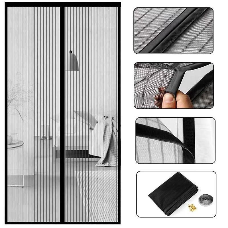 1-piece Door Curtain Multiple Sizes Mosquito Resistant Magnetic Soft Yarn Door Curtain Magnetic Door Curtain Net Door A For Home