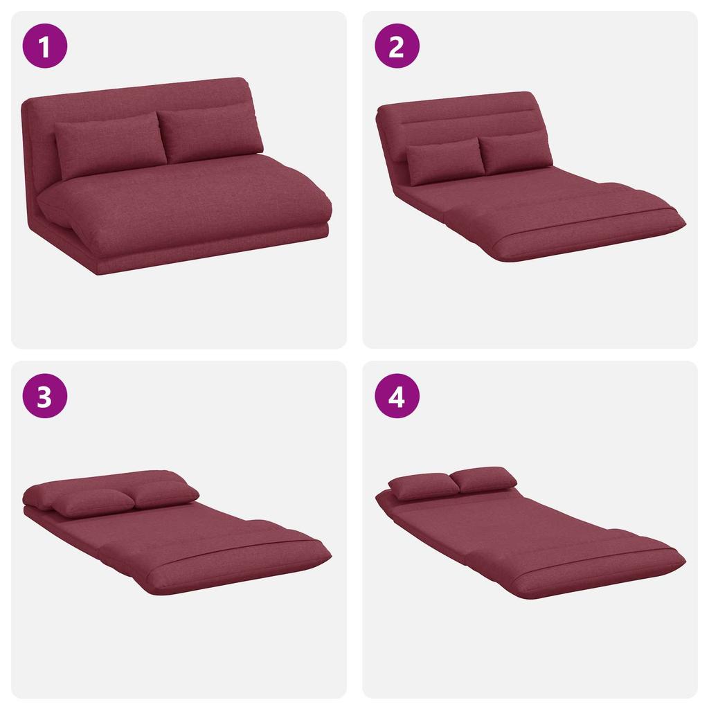 Adjustable Floor Footstool Burgundy Fabric