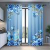 2Pcs Blue Butterfly Flower Print Curtains,suitable for Bedroom,living Room Kitchen Decoration,home Decoration,window Decoration