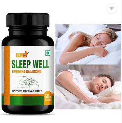 Κάψουλα VITASTA Sleep Well για εξισορρόπηση των τριών ντόσα, Βελτιώστε την ποιότητα του ύπνου για έναν ήρεμο ύπνο 50 κάψουλες
