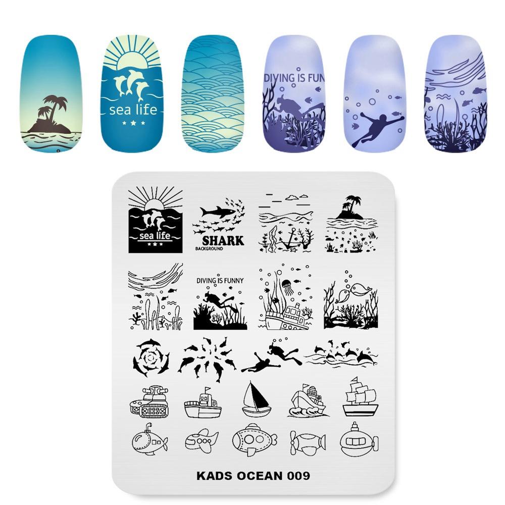 KADS Manicure Stamping Plates Nail Art Ocean 009 Nail Art Stamp Plates Template Tools for DIY Stamping Decoration