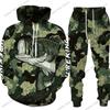 European and American 3D Fashion Printing Hooded Casual Loose Crew Neck Sweater 3D Trend Casual Sweater Set