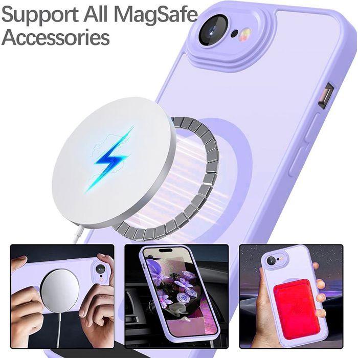 Coque pour iPhone 17e, avec Protection Caméra et Cercle Magnétique - Translucide Violet