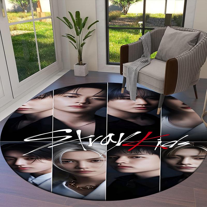 SKZ Round Area Rug,Carpet Rug for Living Room Bedroom Sofa Playroom Decor,Non-slip Floor Mat
