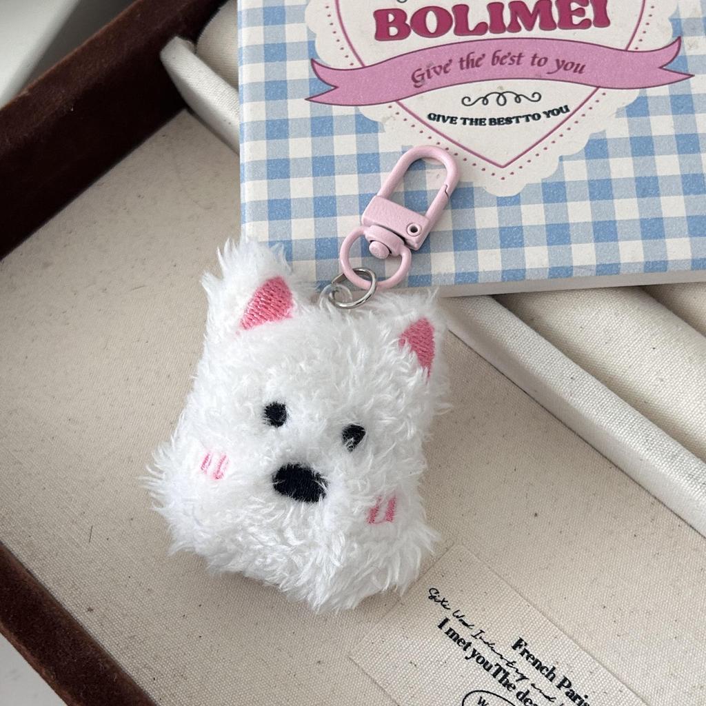 West Highland Plush Puppy Keychain - Cute, Soft Pendant, Sweet Gift for Girls and Friends.