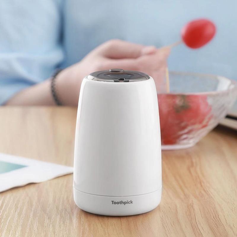 Kreativer Automatischer Zahnstocherhalter Behälter Haushaltstisch Zahnstocherbox Kunststoff Drucktyp Rund Aufbewahrung Zahnstocherspender