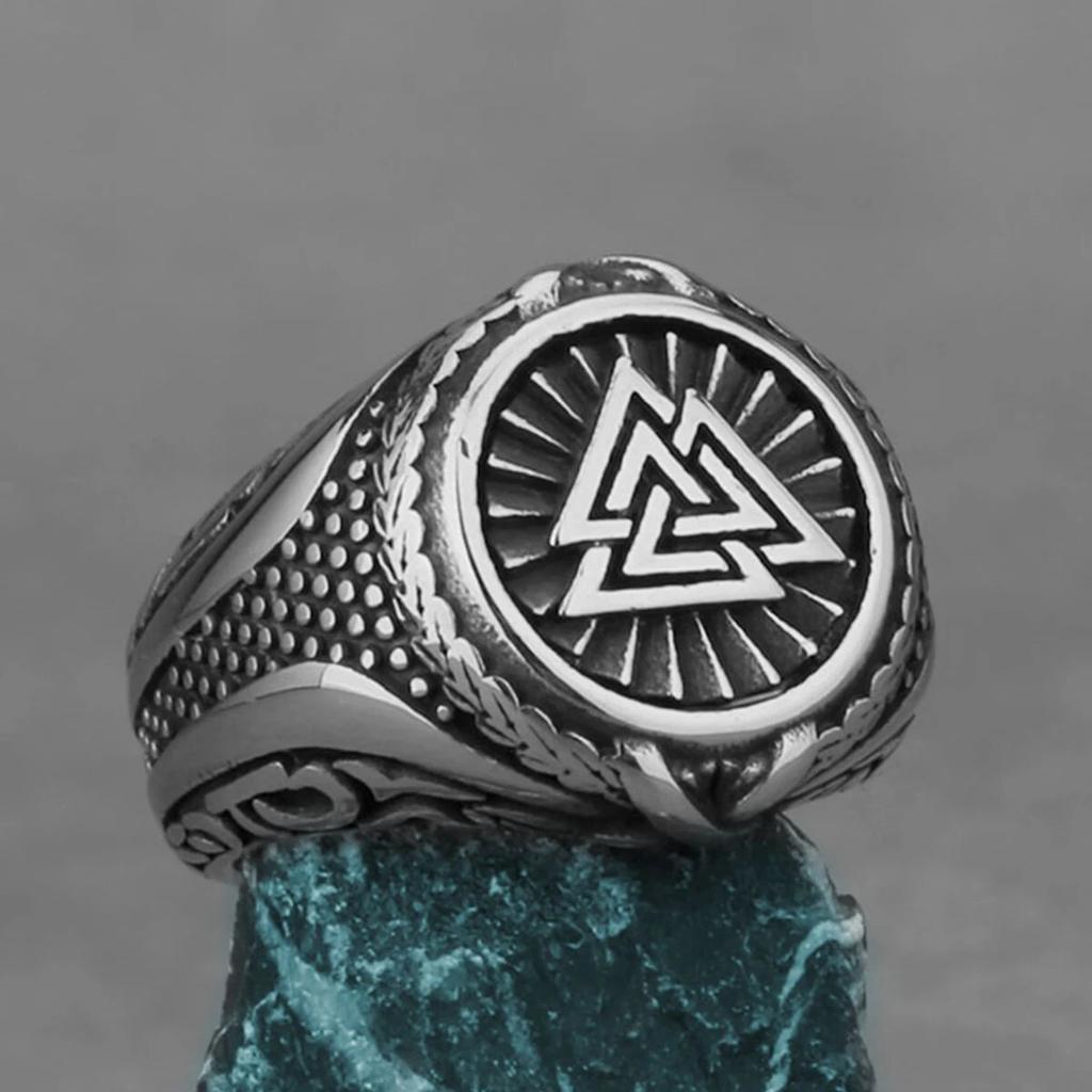 Nordic Viking Stainless Steel Ring Anchor Compass Tree of Life Rune Amulet Wolf Men Women Finger Jewelry Biker Party Club Gift