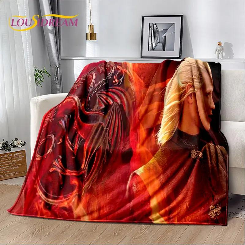 House of The Dragon TV-Film Weiche Plüschdecke, Flanelldecke Überwurfdecke für Wohnzimmer Schlafzimmer Bett Sofa Picknickdecke Kinder