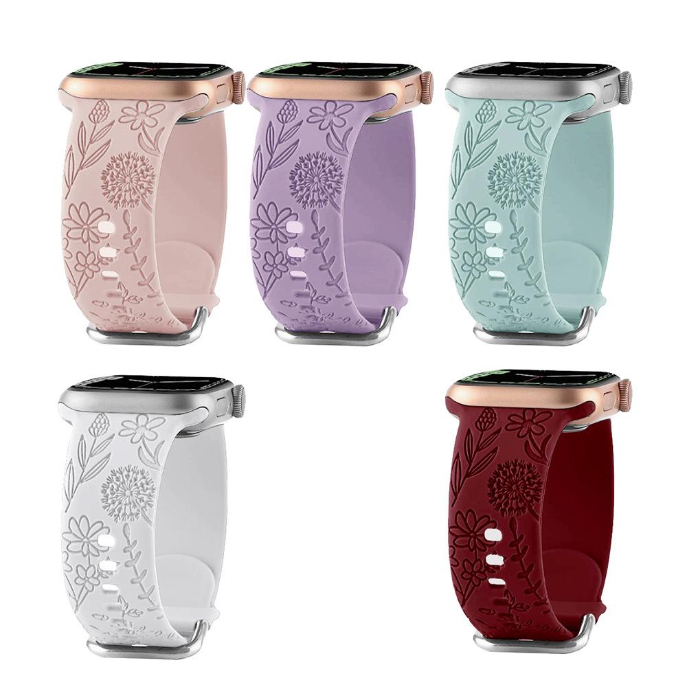 

Подходит для Apple Watch Apple Watch Модный брендовый силиконовый ремешок с лазерной резьбой и принтом на запястье