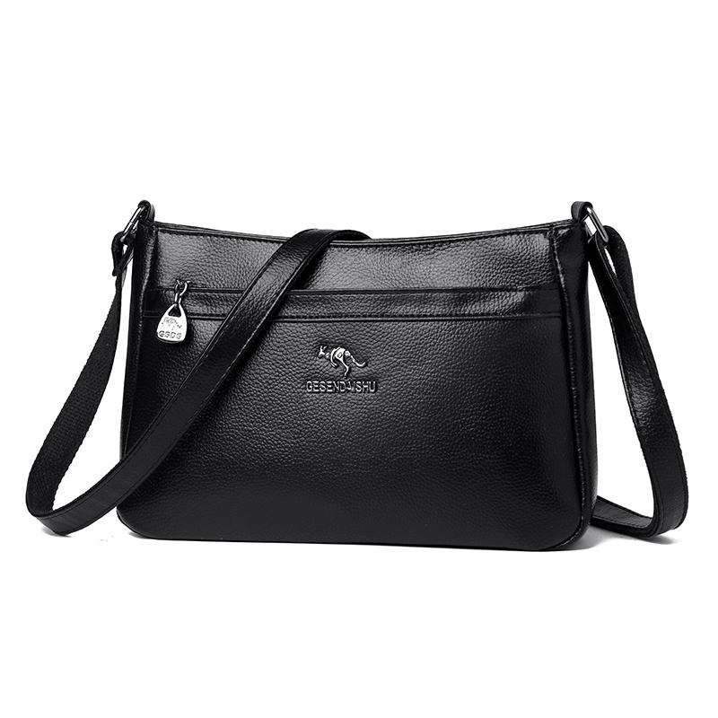 

Fashion Vintage Leather Handbag Casual Crossbody Bag with Front Zipper Pocket Retro Single Shoulder Bag Ladies Crossbody Bag for Work and Shopping 27× 10 × 18 cm чёрный
