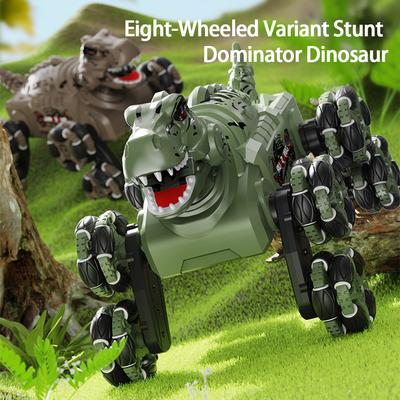 2.4G Dinosaur Remote Control Car 8-wheel 4WD Stunt Off-road Vehicle With Spray Light Dinosaur Toys For Kids