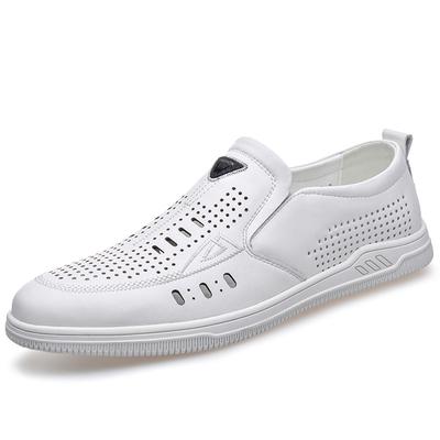 Fashion High Quality White Cow Leather Shoes for Men Fashion Casual Summer New Designer Shoes Male Summer Autumn Light Loafers Man