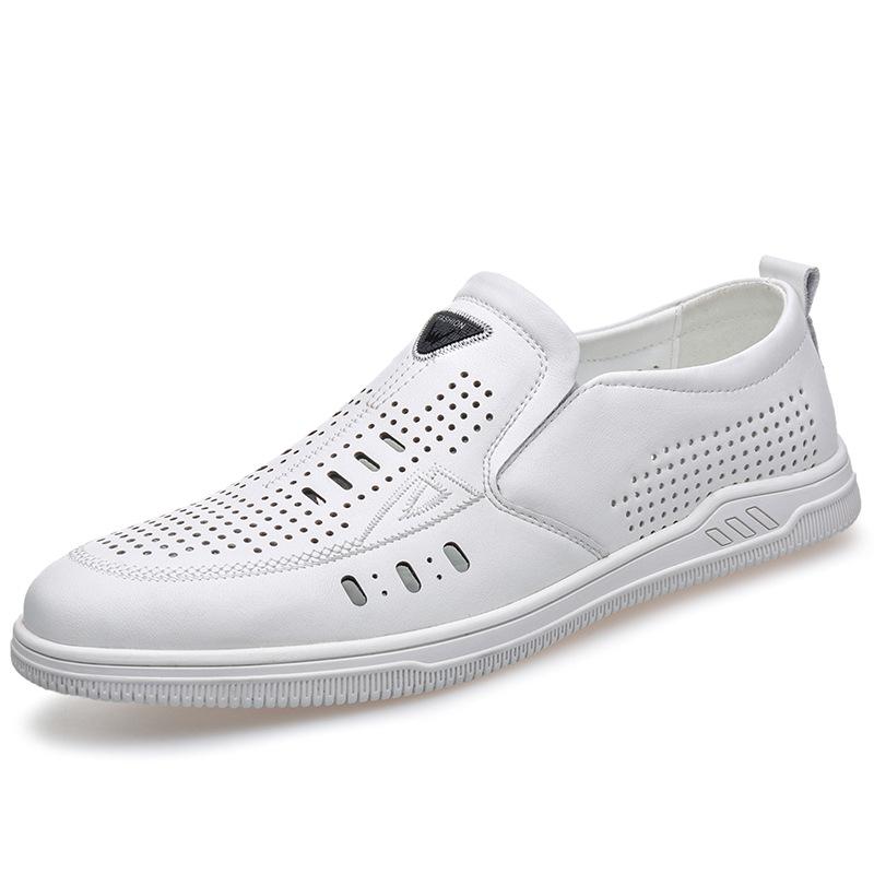 Fashion High Quality White Cow Leather Shoes for Men Fashion Casual Summer New Designer Shoes Male Summer Autumn Light Loafers Man