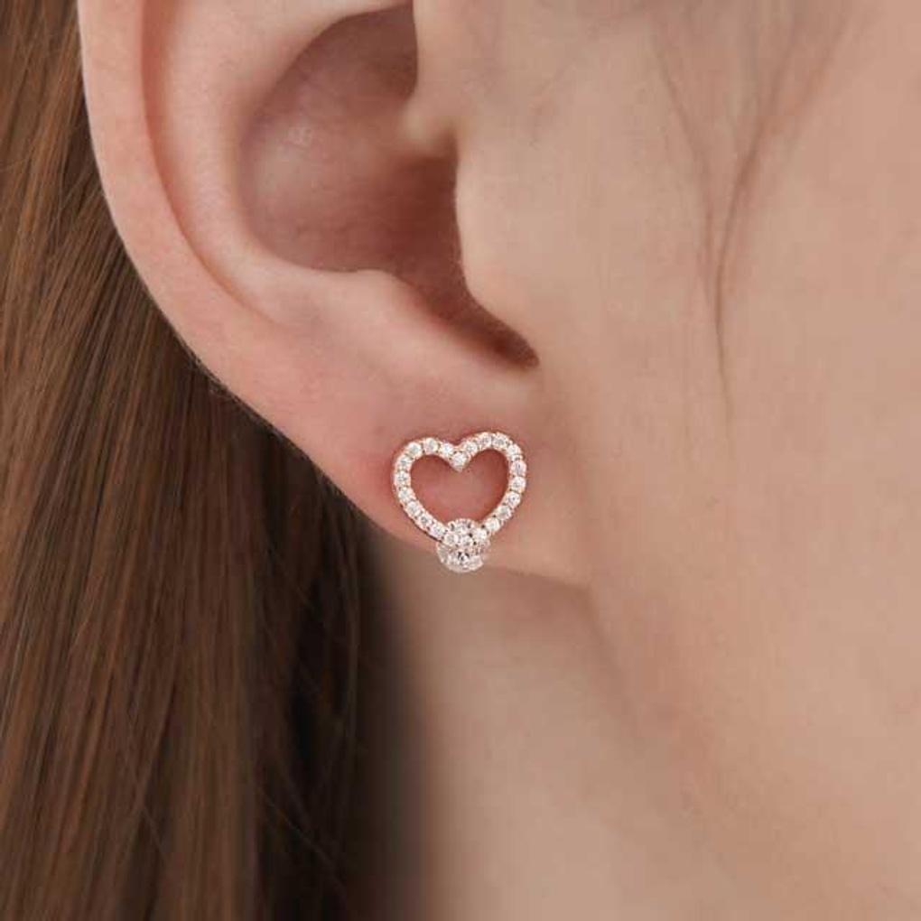 14K GF Simple Cubic Cute Heart Earrings C24EGF202