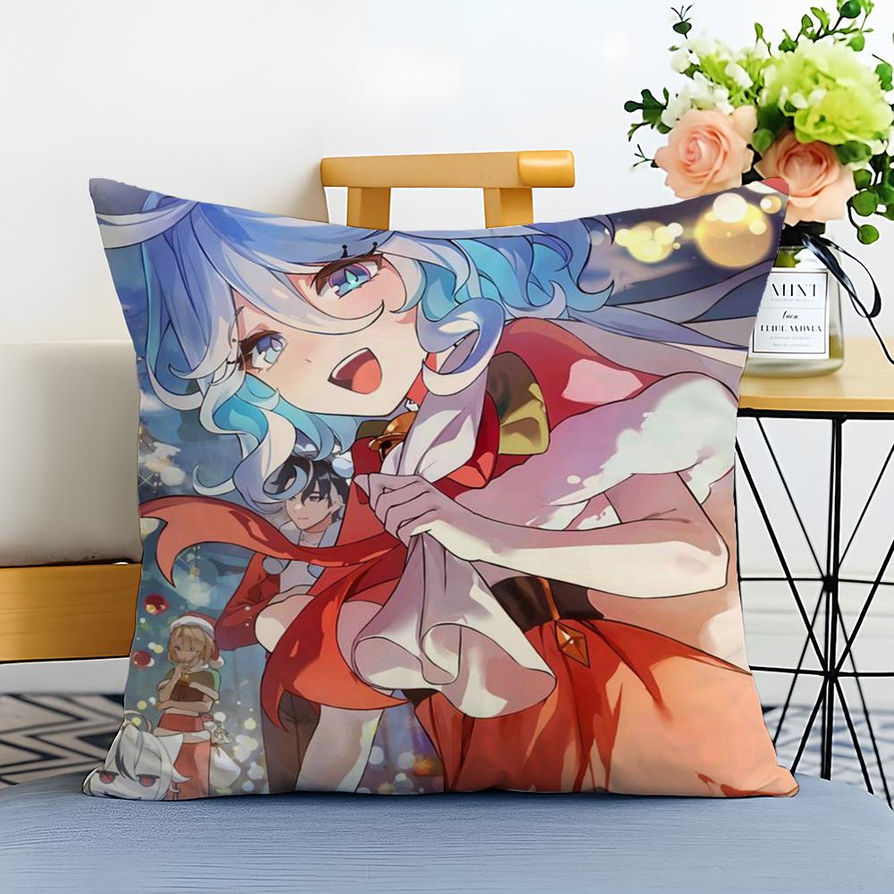 Game Genshin Furina Cushion Cover Washable Linen Pillowcase Soft For Sofa Bed Cozy Home Room Decor