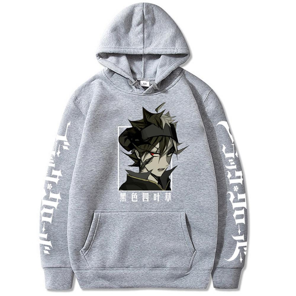 Burakku Asuta Black Clover Printed Graphic Hoodies Vintage Oversized Hooded Long Sleeves Hoodie Men Women Clothes