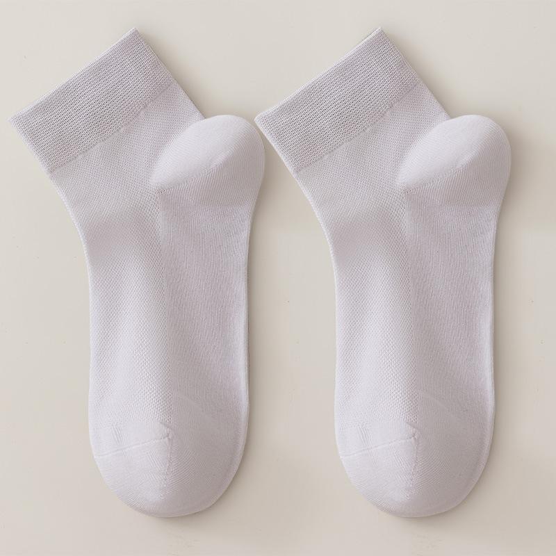 Men's Spring and Autumn Low-top Mid-calf Socks, Pure Cotton Mesh Thin Style, Summer Sweat-absorbing, Breathable and Deodorizing Business Socks