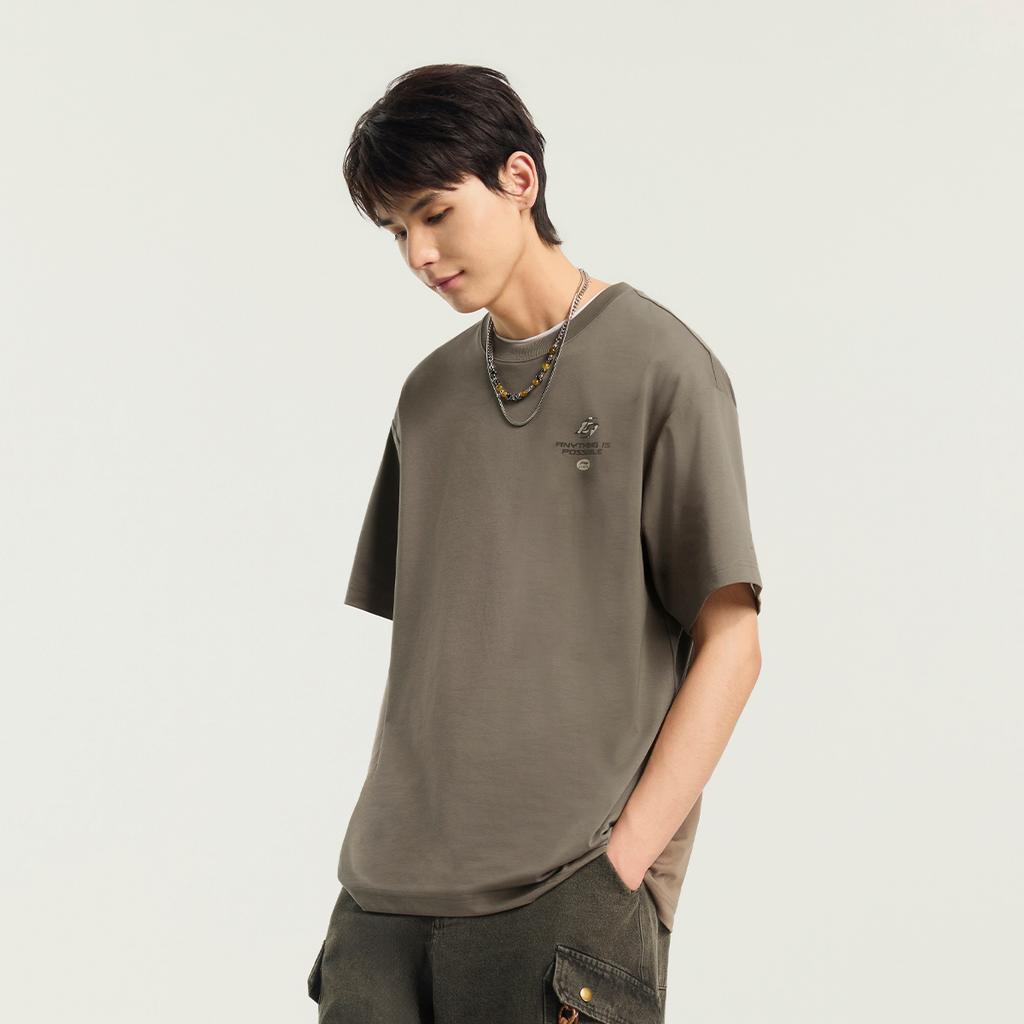 Li Ning Sports Lifestyle Series Letter Round Neck Loose Fit Breathable Short Sleeve T-Shirt Unisex Tops ATSW257-8