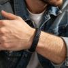 Multi-Layer Braided Black PU Leather Bracelet Magnetic Clasp Adjustable Wristband Punk Fashion Jewelry for Men Daily Casual Wear