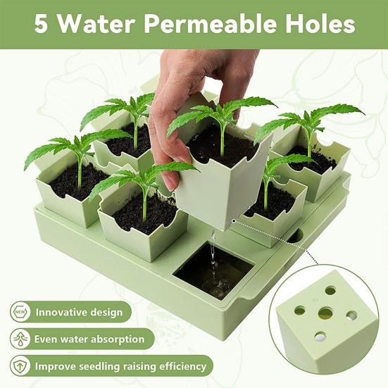 Seeds Starter Tray with 9 Deep Cells Reusable Germination Kit Seedlings Tray with Transplanting