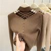 Women Out Half High Neckline Knitted Sweater for Women's Fit and Versatile Sweater Long Sleeve Short Tops