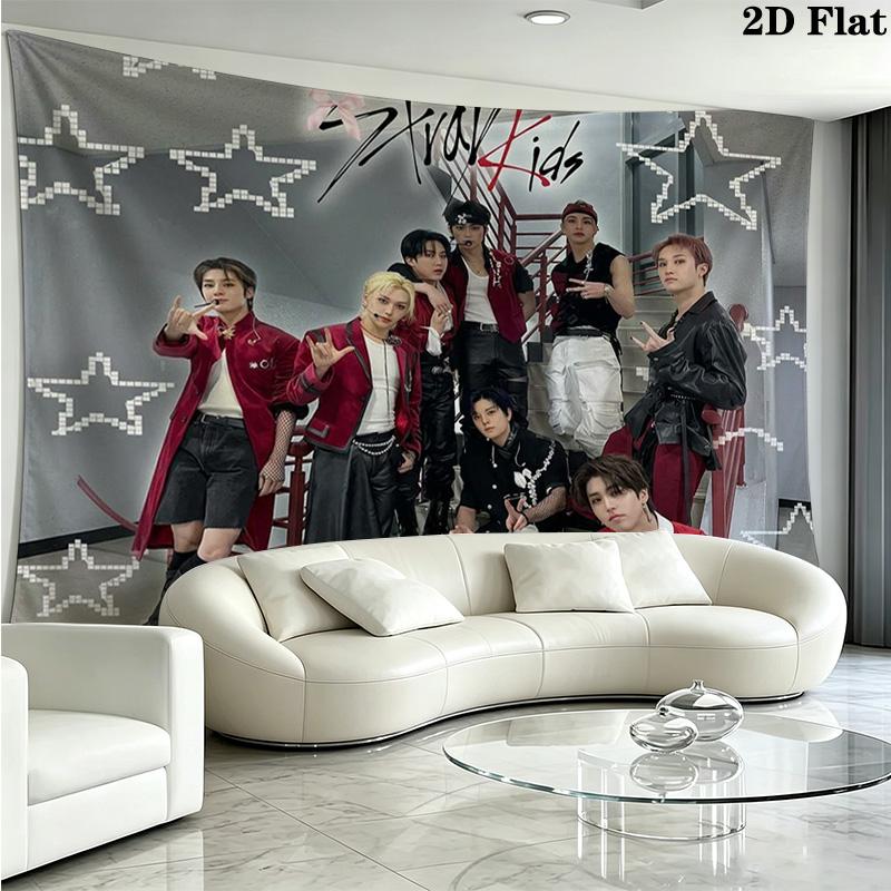 SKZ Kpop Wall Tapestry Aesthetic Wall Hanging Printed Fabric Blanket Decorative Tapestries for Bedroom Living Room Home Decor