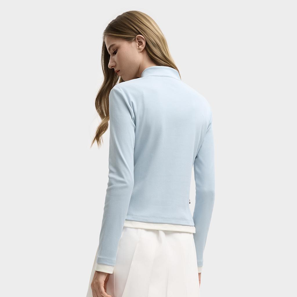 Fila Heritage Simple Casual Skin-Friendly Soft Stretch Long Sleeve Knit T-Shirt Women Tops F11W548204FLB