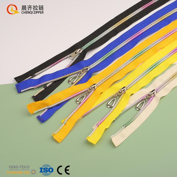Factory Spot 5# Nylon rainbow Gradient Teeth Colorful Tape Open End DIY Polyester Zipper