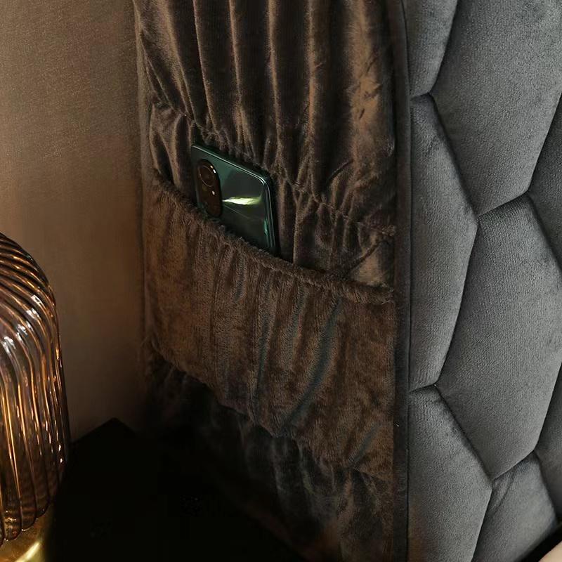 Luxury Thicken Velvet Quilted Headboard Cover Solid Color High Grade All-inclusive Bedside Cover Soft Plush Bed Head Cover