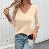 Women's Fashion Casual Fall Winter Solid Color Print Long Sleeve V-Neck Sweaters