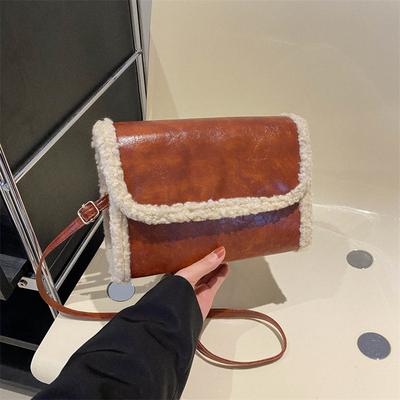 Damentasche Vielseitig Flauschig Klein Maillard Retro Kleine Quadratische Tasche Herbst Und Winter Textur Damen Umhängetasche