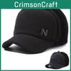 Warm And Cozy Winter Baseball Hat For Elderly Men With Ear Protection In Black And Gray