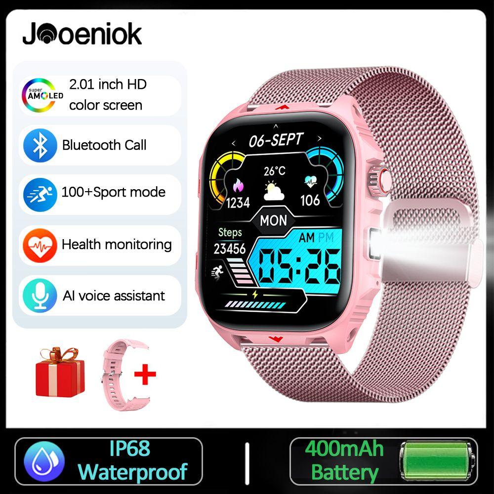 New 2.01-inch Full Touch Screen SmartWatch Sleep Monitoring IP68 Waterproof Bluetooth Call LED flashlight Smart Watch Men