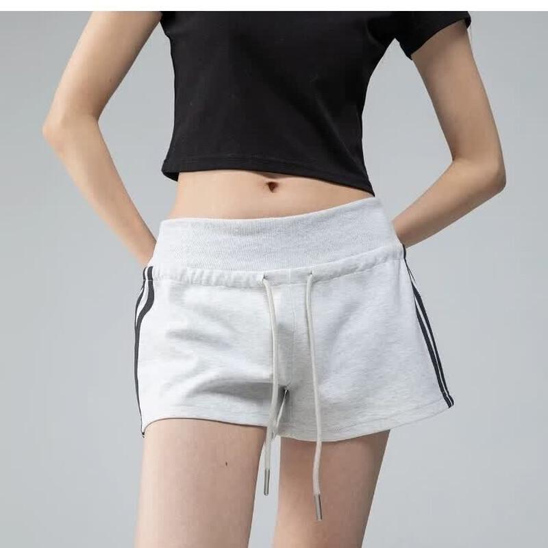 ICH MODE Women s Striped High-Waist Sporty Casual Shorts M