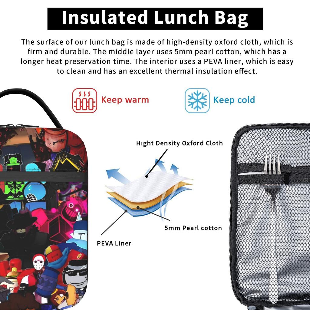 Forsakens Game Insulated Lunch Bag Thermal Bag Reusable,Meal Container Leakproof Tote Lunch Box Girl Boy College Picnic
