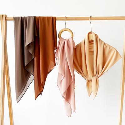 Summer Square Scarf Pearl Chiffon Solid Color Scarf Headscarf Hijab Hui People