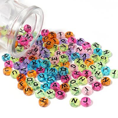 100pcs/lot Round Flat Acrylic Letter Beads For Jewelry Making Alphabet Digital Cube Loose Spacer Beads DIY Necklace