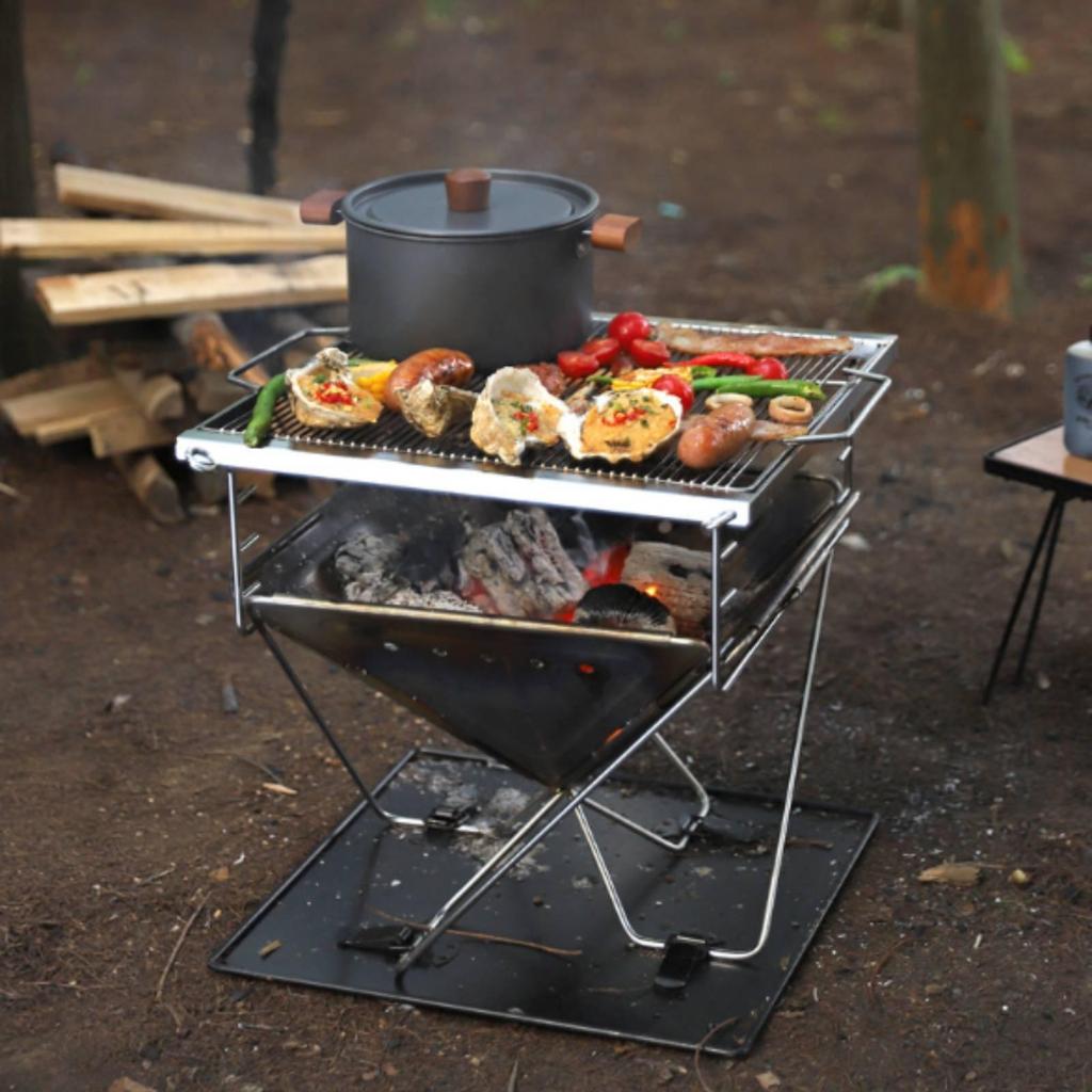 Fire Bowl Grill Stainless Steel Folding Easy To Carry for Backyard