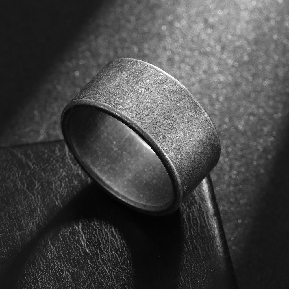 Vintage Silberfarbene klobige Edelstahlringe für Männer 8/10/12mm Gothic Punk Rock Hiphop Accessoires Geschenk