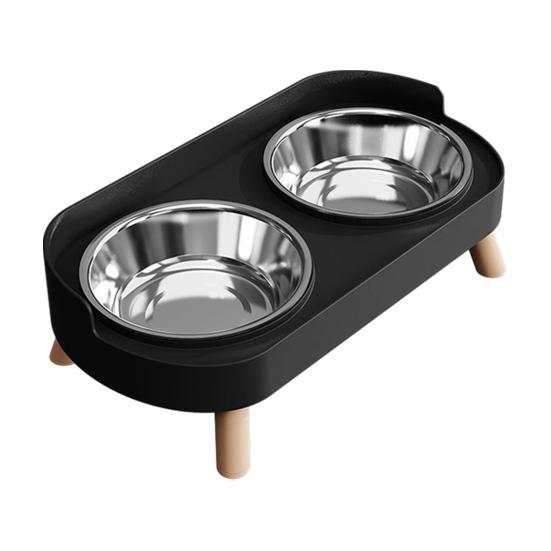Nostalgie Elevated Cat Bowl, Dual 13.53oz Stainless Steel Bowls, Non Spill Bowl with Raised Stand, Pet Food And Water Set for Indoor Cats