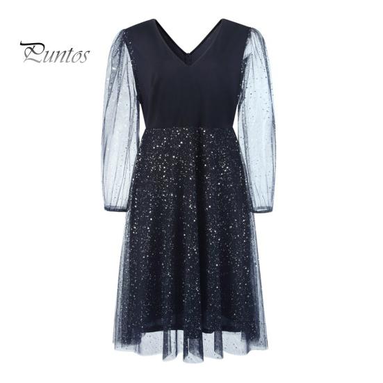 

Вечернее платье больших размеров с узором в горошек, двухслойным подолом, сетчатыми рукавами, облегающим кроем, V-образным вырезом, платье-трапеция с V-образным вырезом, выпускное платье миди XXL