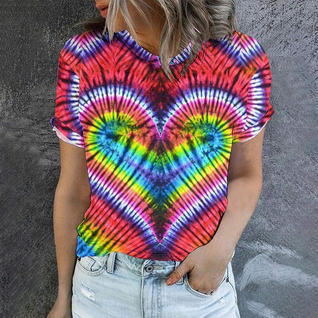 2023 Grenzüberschreitendes Sommer Herren Rundhals Kurzarm T-Shirt Liebe Damen 3D T-Shirt Digitaldruck Kurzarm Top